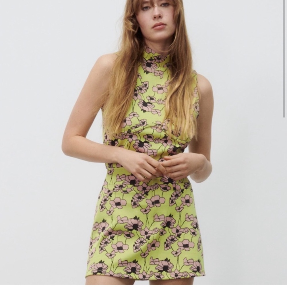ZARA floral jacquard top & skirt